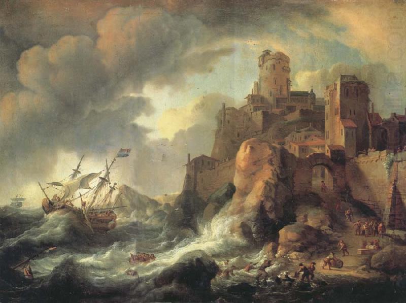 BACKHUYSEN, Ludolf Shipwreck by the Coastal Cliffs china oil painting image